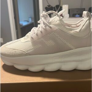 Versace chain white tennis shoe